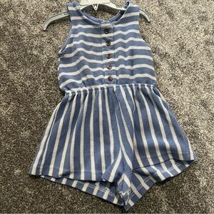 Vince Camuto Sleeveless Blue and White Striped Kids Romper Size 6